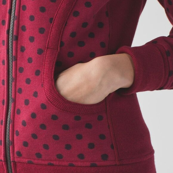 Scuba red polka dot Lululemon jacket Size 10 Red Color Rare Size - Picture 6 of 14